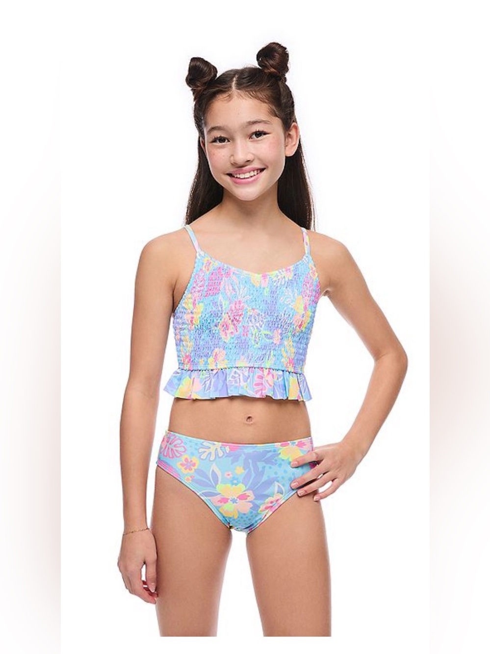 Bundle - 2 Kids Floral Two-Piece Tankini Swimsuit